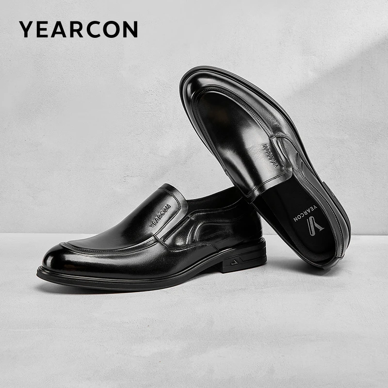 意尔康皮鞋男真皮商务休闲鞋2025新款一脚蹬软底男士正装鞋96148W