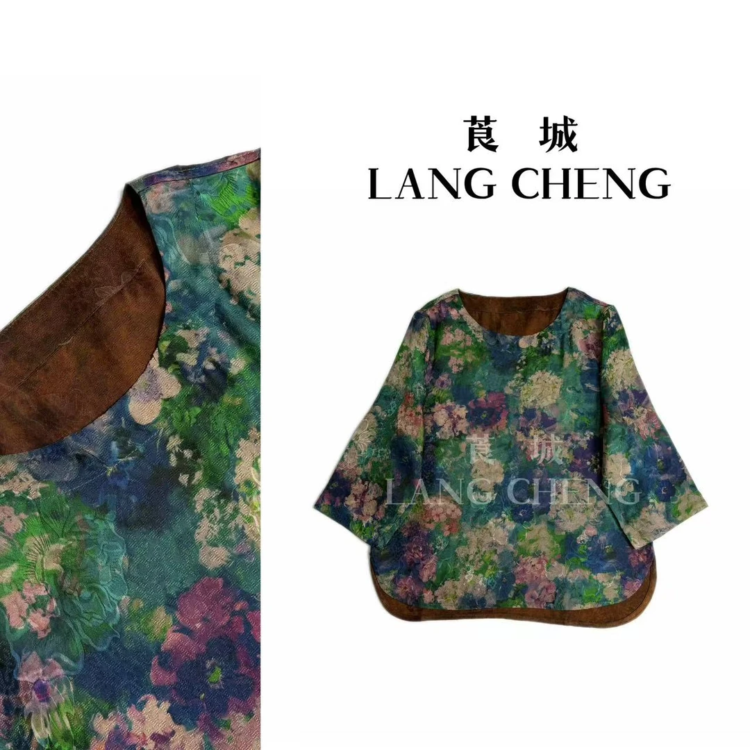 漫山 新款繁花气质女款复古圆领提花小衫 S5020