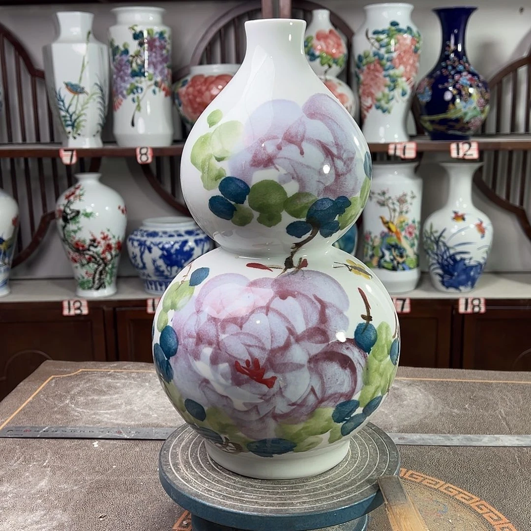 摆件陶景德镇陶瓷葫紫牡