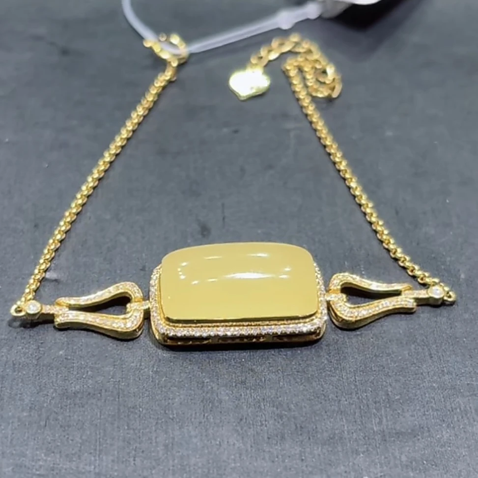 和田玉新疆若羌黄口手链18k金镶嵌