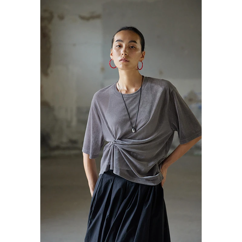 HERLAND她地【暮云绒】经典百搭基础款短袖女夏质感新款T恤