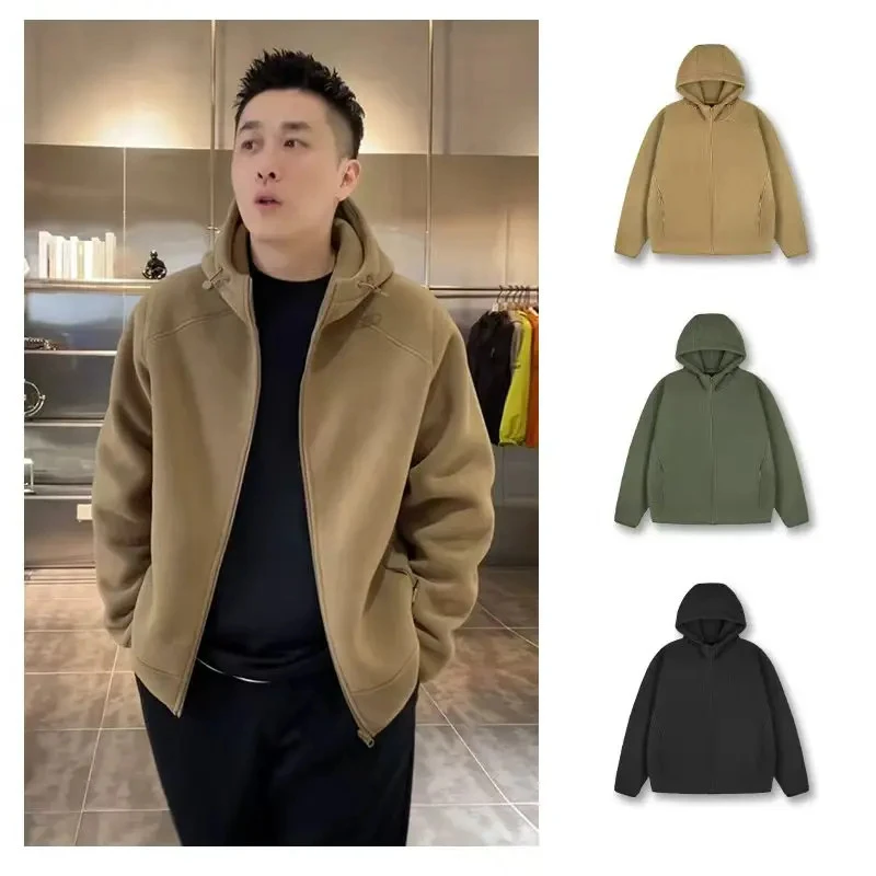 【2025新款3.0版双面摇粒绒连帽拉链外套】男女同款连帽外套2505