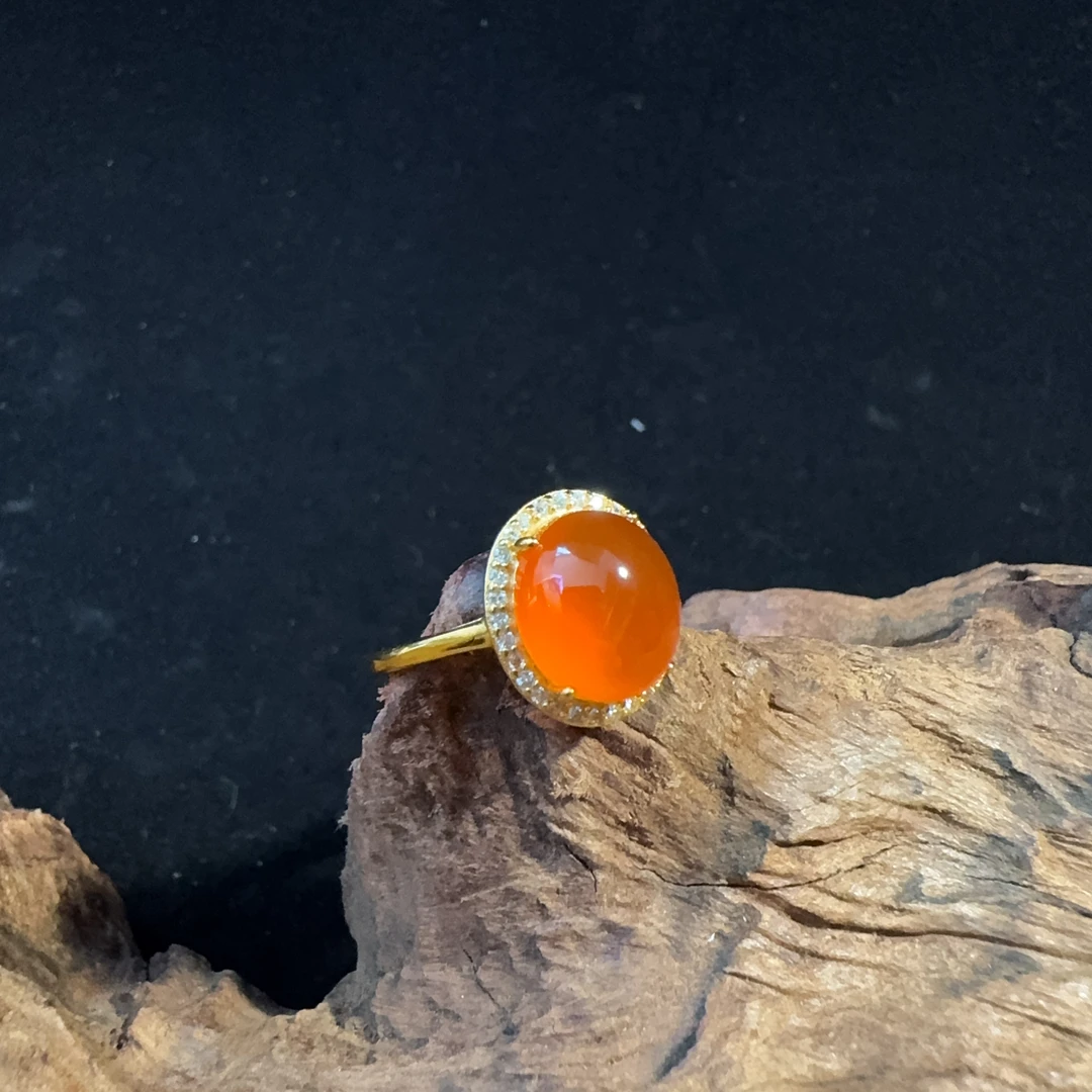 保山冰红南红玛瑙戒指S925银