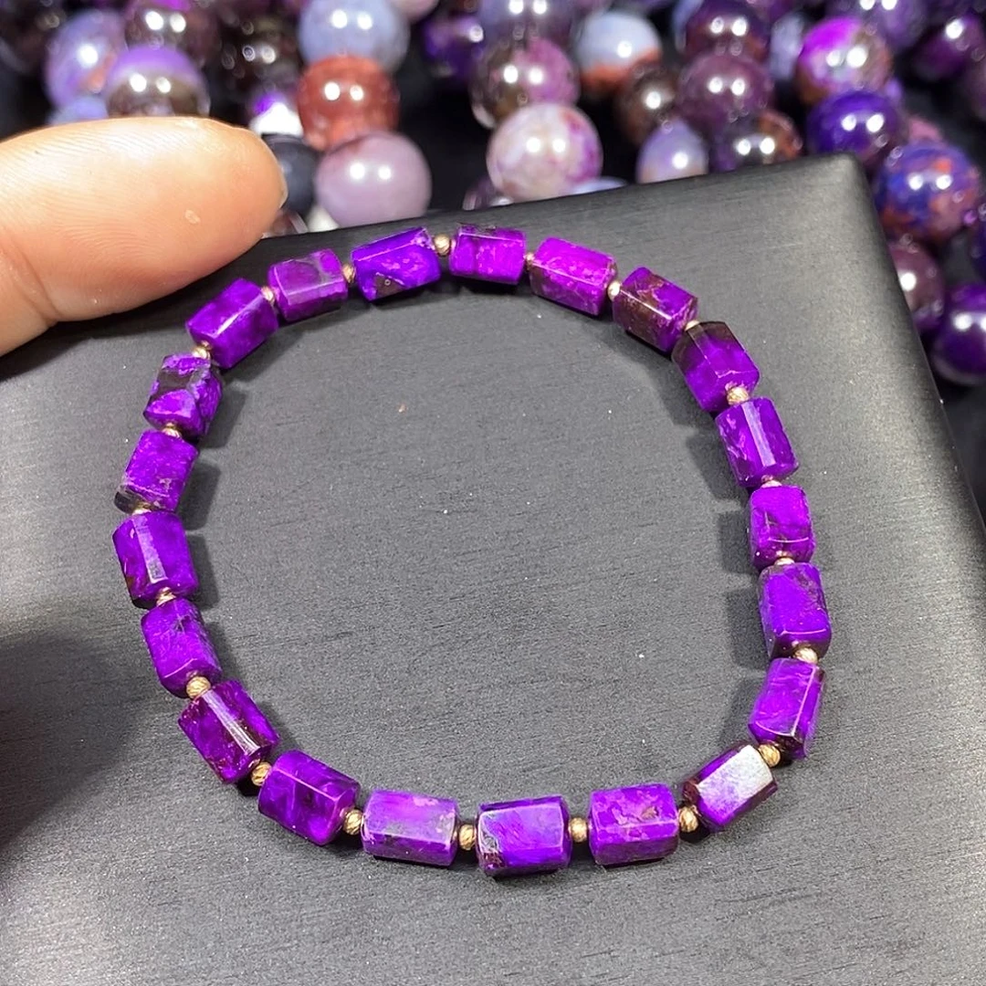 苏纪石（舒俱来）未镶嵌南非舒俱来桃红紫丝绒凝胶方糖单圈