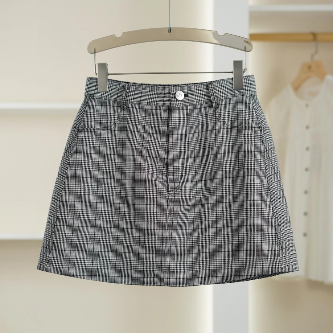 麦迪尚品【金羽J】K1244 春季时尚格子半裙品牌折扣撤柜女装 C组2