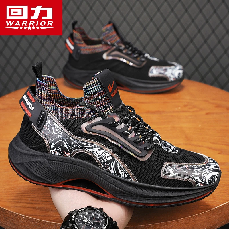 回力男鞋春秋2025新款透气舒适厚底休闲运动鞋男款缓震跑步网面鞋