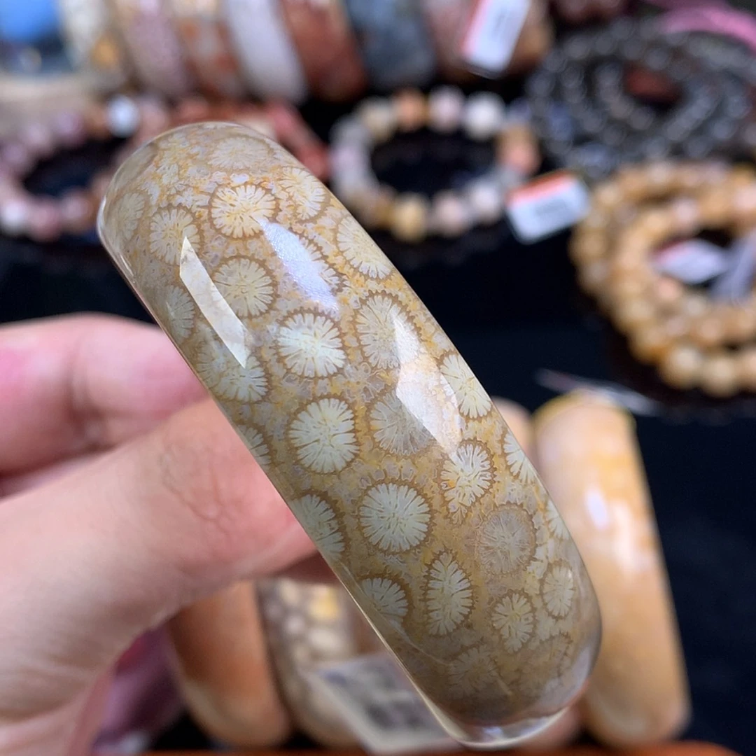 【闪购商品】颈饰未镶嵌硅化珊瑚（珊瑚玉）78号57.6圈皮豹纹