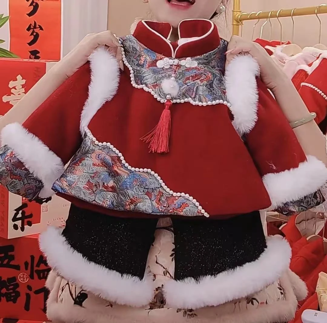 【蝶恋花】女童唐装中国风加绒加厚拜年服