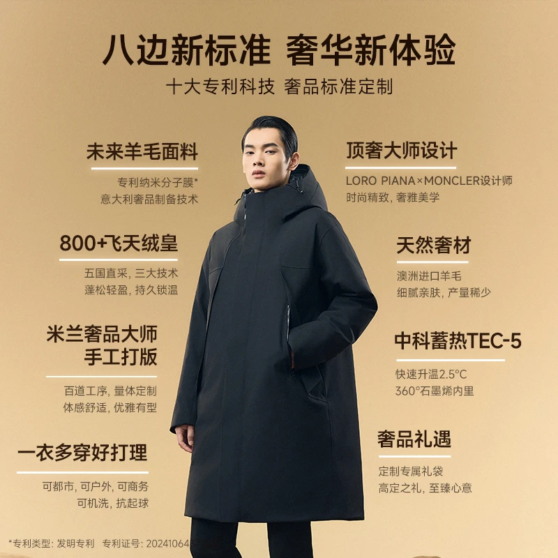 【高梵黑金鹅绒服】高梵未来羊毛4.0七分长款羽绒服男外套