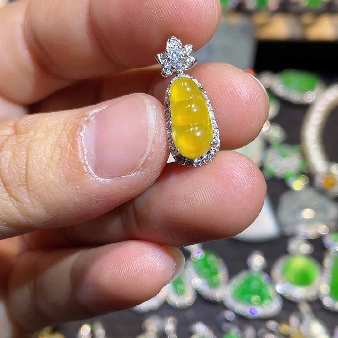 翡翠银S925镶嵌吊坠(不含链)