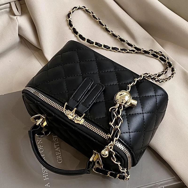 小香风菱格盒子小包包女包2025高级感链条小方包小众单肩斜挎包