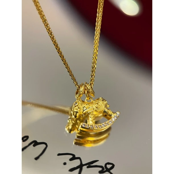 镀K金 摇摇小马 生肖马木马吊坠本命马年国风项链Y78
