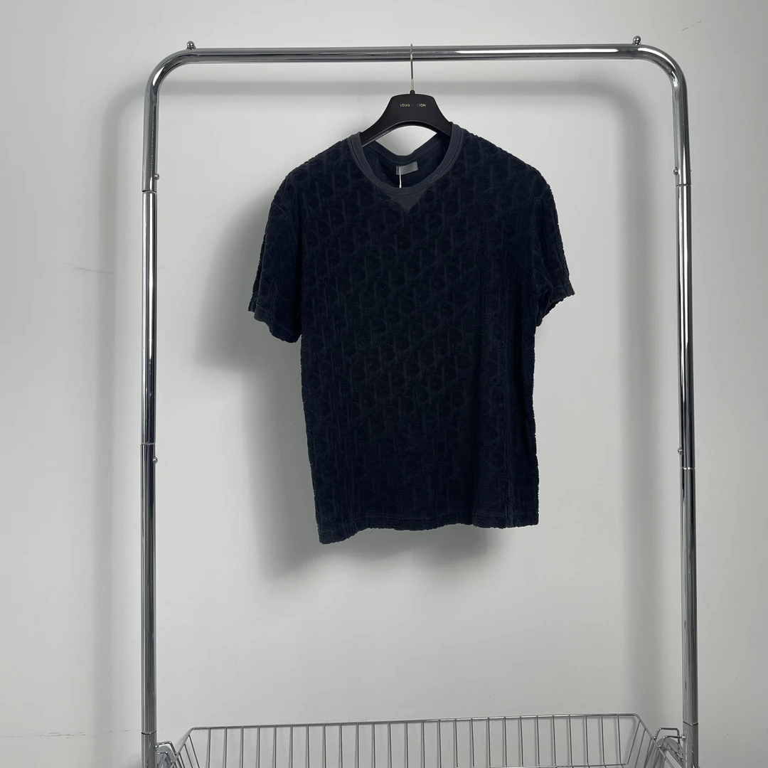 99新 DIOR/迪奥 黑色满印logo毛巾短袖 yy00721 尺码m
