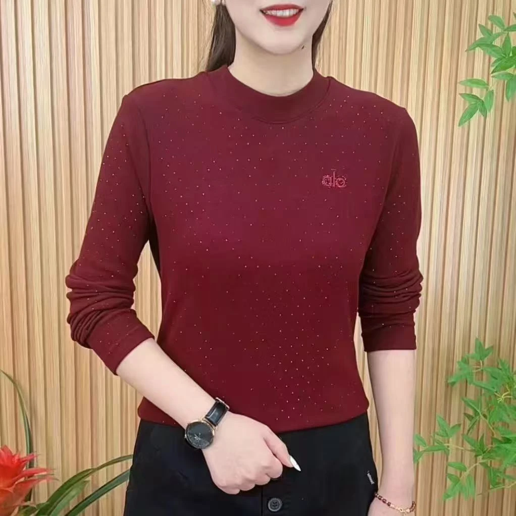 德绒加厚保暖卫衣圆领亮片休闲百搭洋气宽松显瘦减龄长袖上衣
