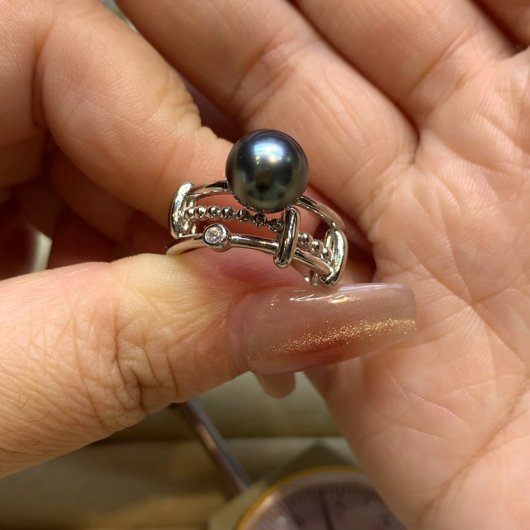 银S925镶嵌戒指海水珍珠