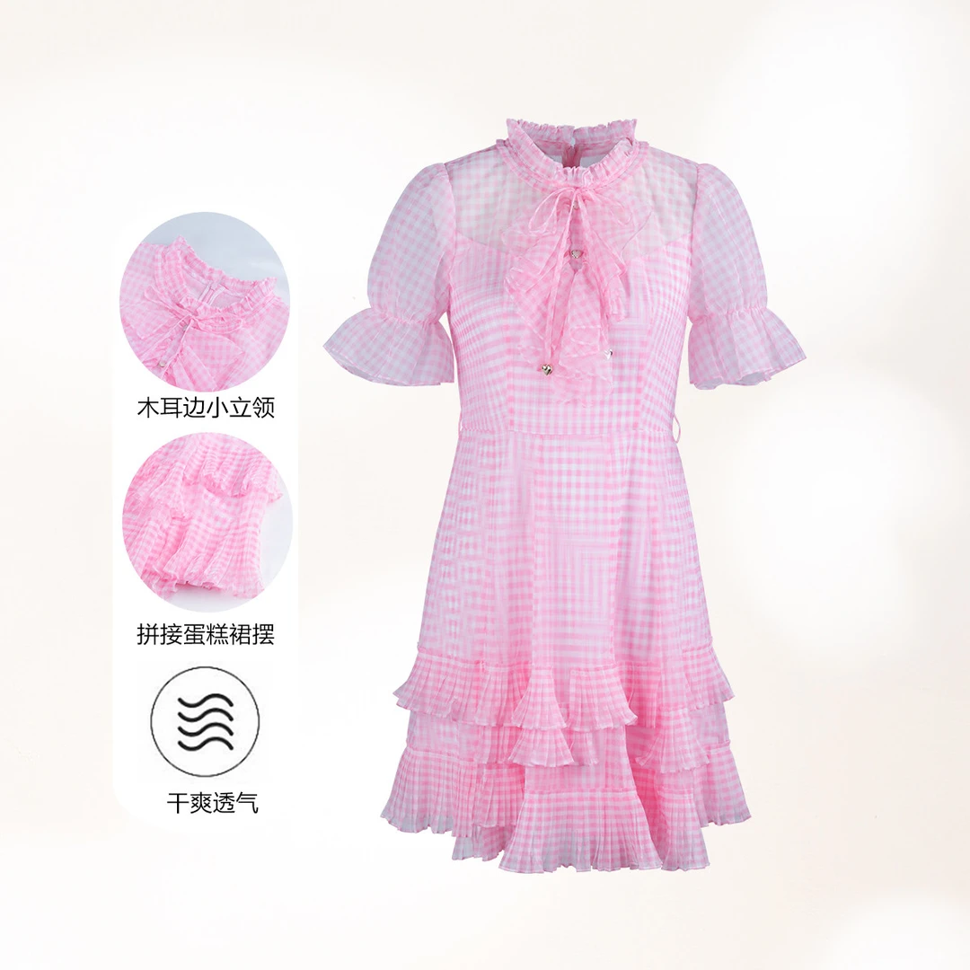 JETEZO设计感荷叶边小清新甜美连衣BC1EA001E1