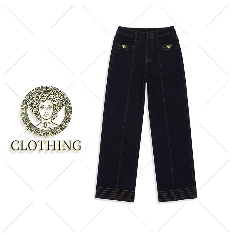 【CLOTHING/原创设计】冬季新款“普*达"高腰原牛直筒牛仔裤983172