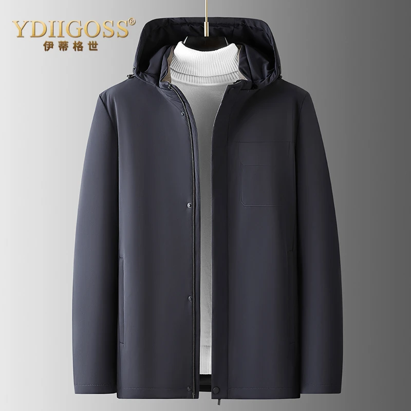 YDIIGOSS休闲羽绒服男冬季新款设计感连帽可脱中年商务休闲鹅绒