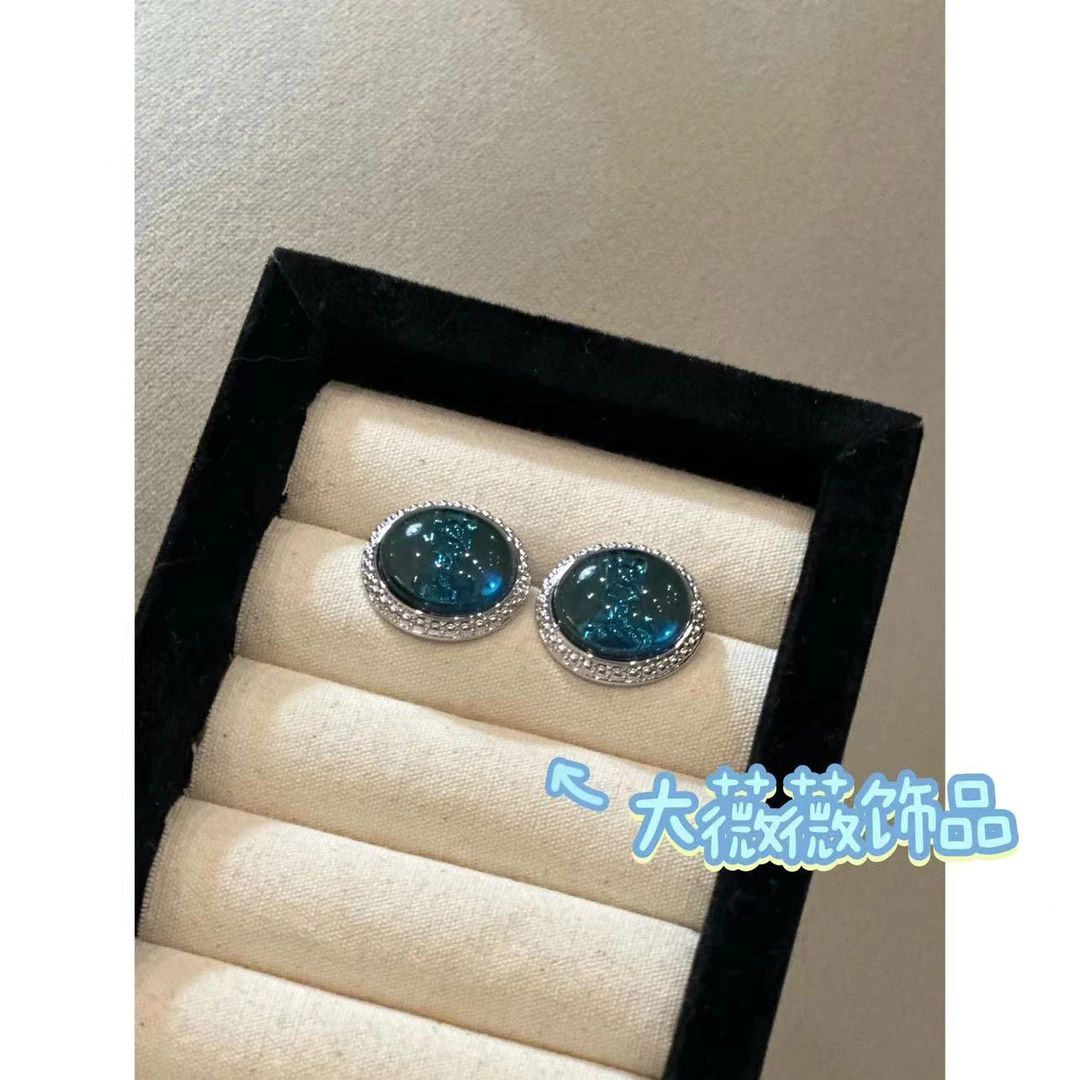 铜合金耳饰 蓝色土星气质耳饰-4720