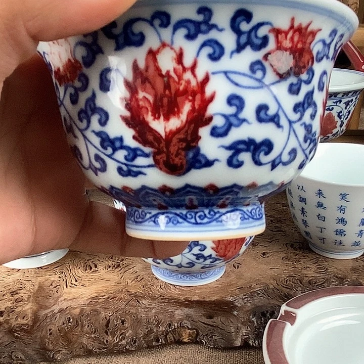 長**@青花釉里红盖碗