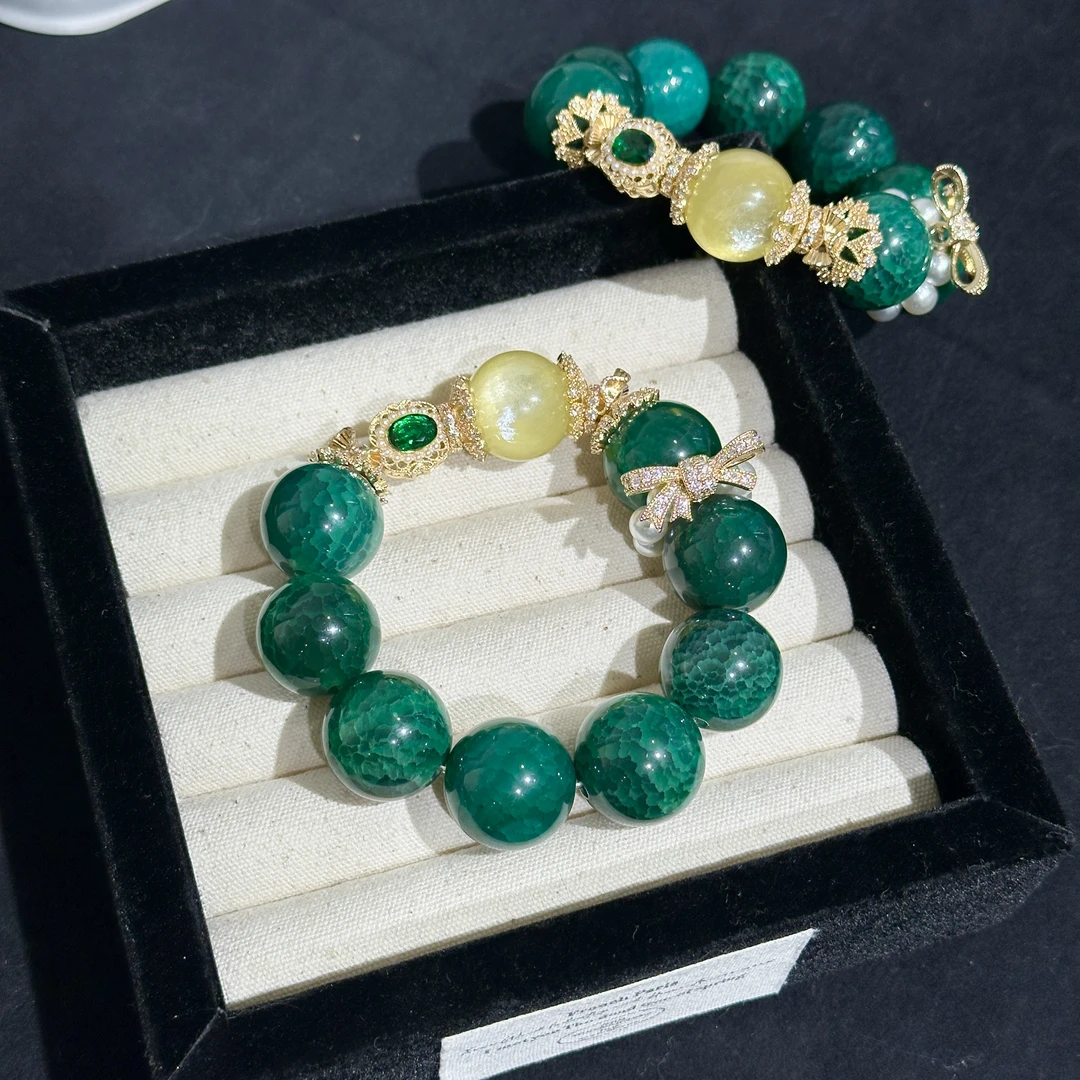 《墨绿鎏光》 A612天然绿玛瑙原创设计款多样性发一