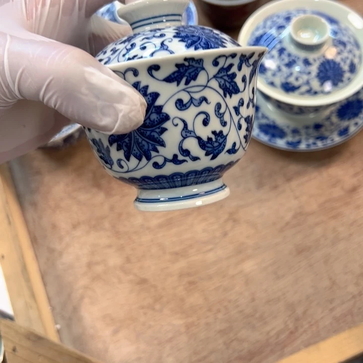 瓷片白青花瓷系列云池盖碗全品