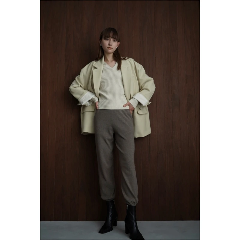 【强哥外贸】 秋冬上新 松本 松紧腰保暖休闲百搭针织裤春秋