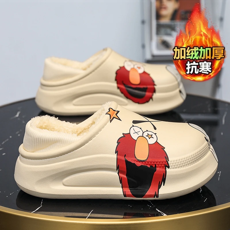 棉拖鞋男冬季新款加绒加厚保暖包跟棉靴外穿防水防滑厚底包头棉鞋