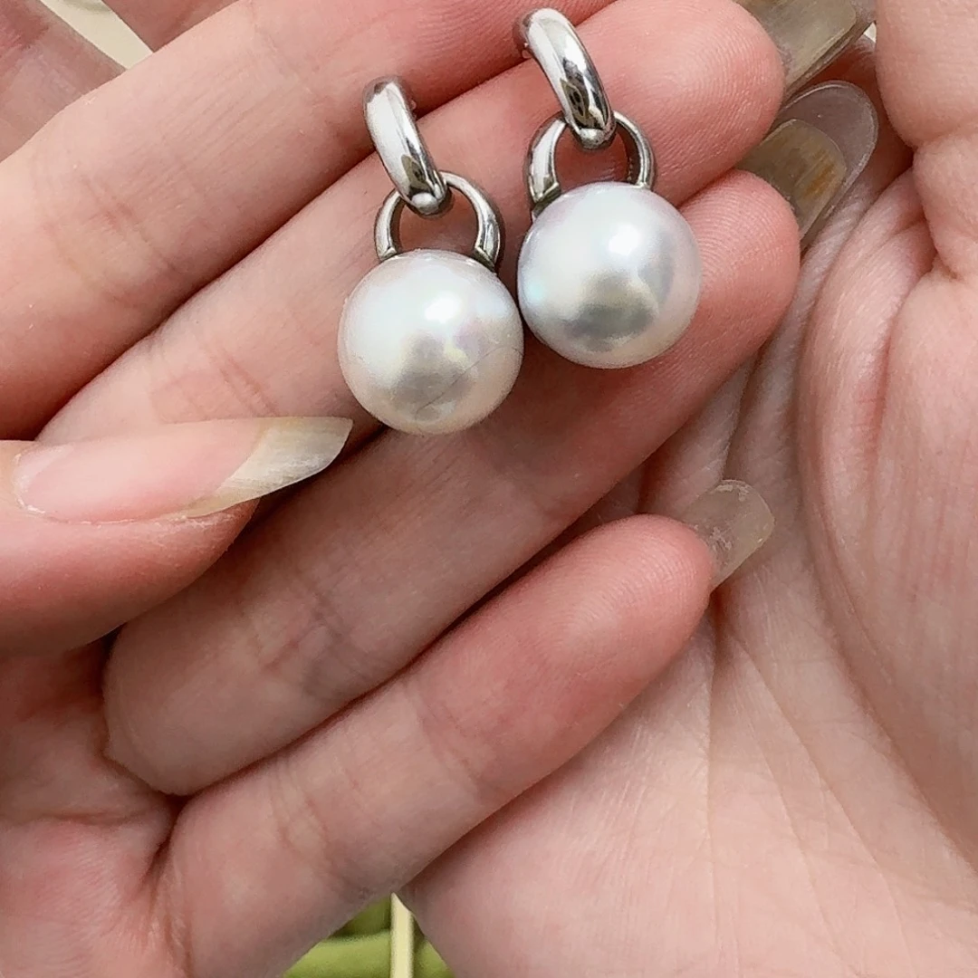 海水珍珠耳饰银S925镶嵌