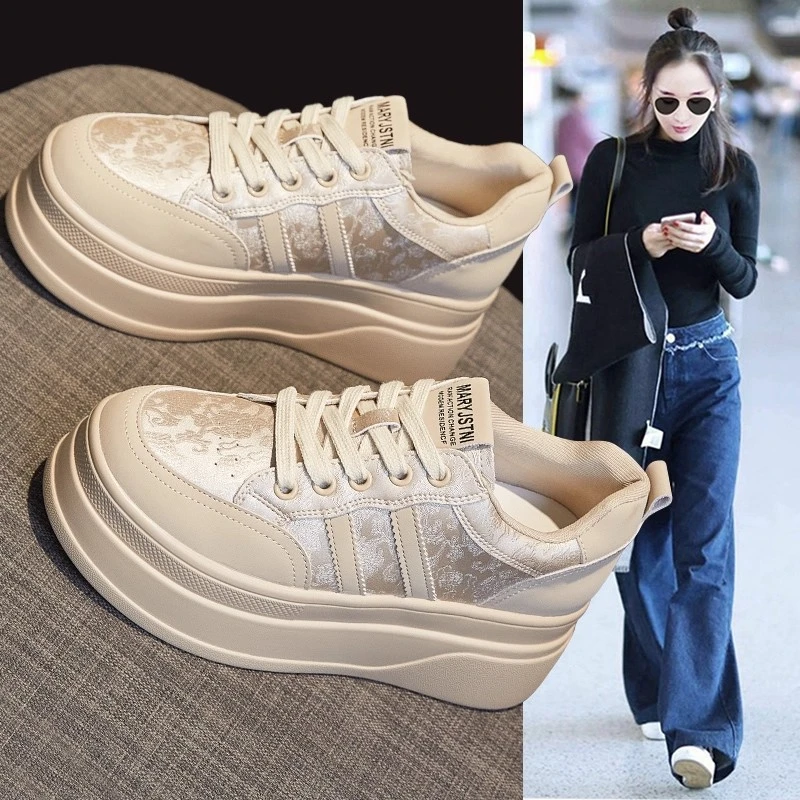 【JTG&SHOES 官方】国风小白鞋厚底松糕板鞋2025百搭小个子内增高女