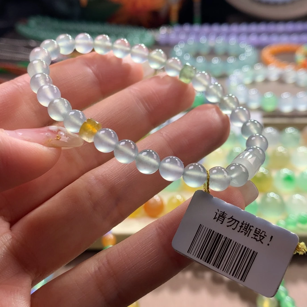 未镶嵌手链翡翠冰波种淡彩卡6