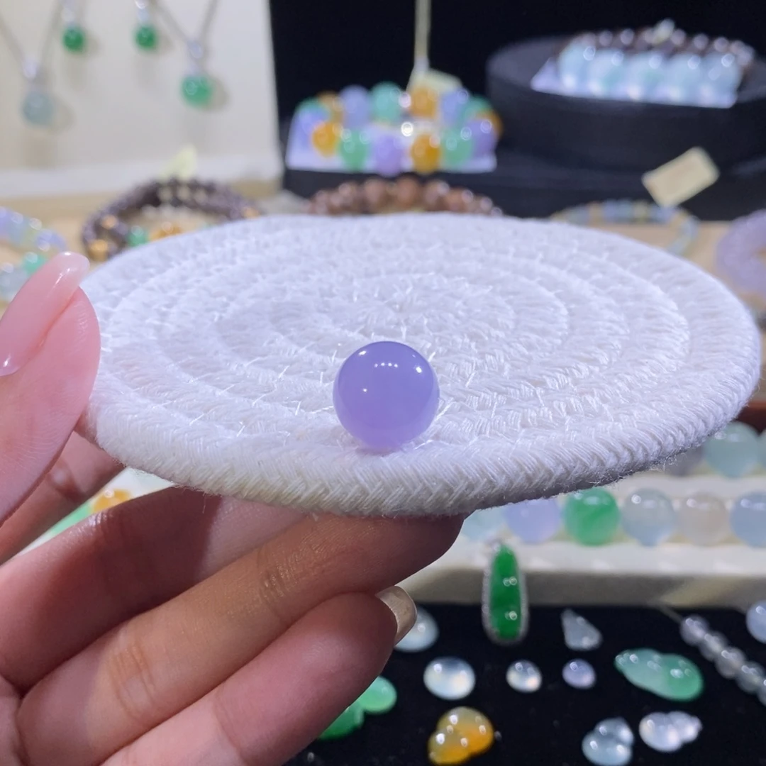 翡翠未镶嵌颈饰冰红紫珠卡12.6