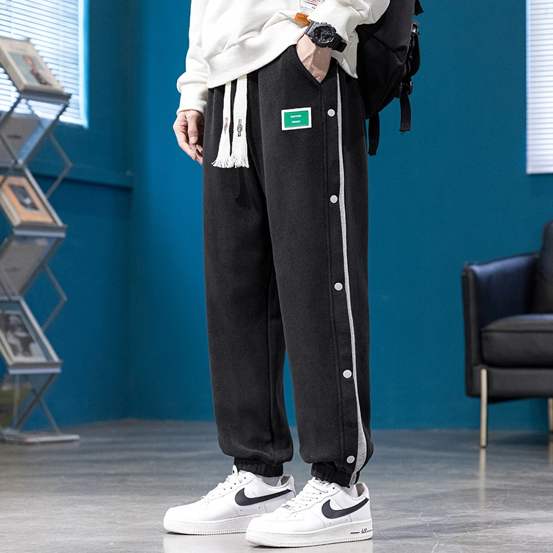 青少年加绒加厚运动百搭宽松潮流秋冬保暖休闲束脚裤