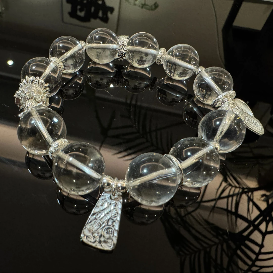 【貞寳館】天然白水晶单圈手串 （S925银14mm左右）圆珠