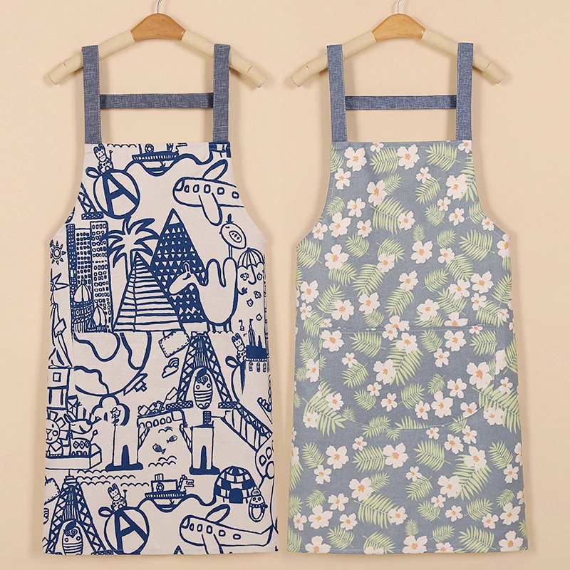 室内室外工作服防污常规围裙洋气做饭成人透气简约棉布背带上班