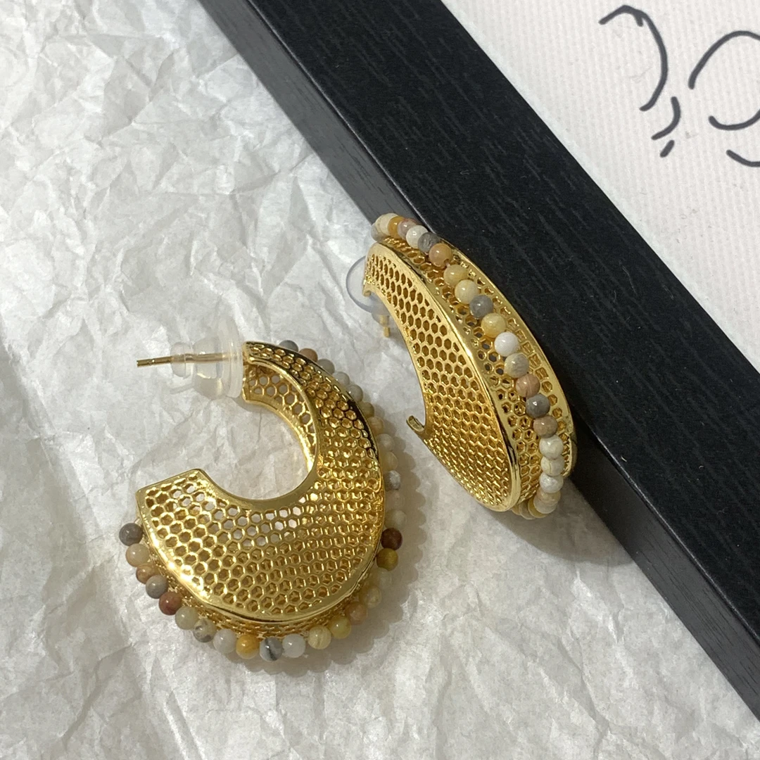 钛钢耳饰 LARVINA法式金色重工C型耳环