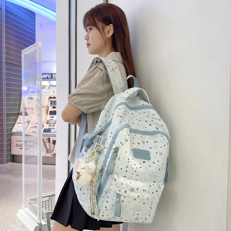 满天星学院风轻便小清新书包初中生女生高中学生双肩包大学生背包
