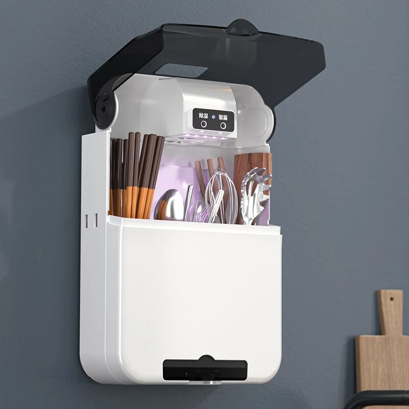 智能消毒筷子筒防发霉筷子笼筷子篓免打孔防尘挂壁式蓝光消毒