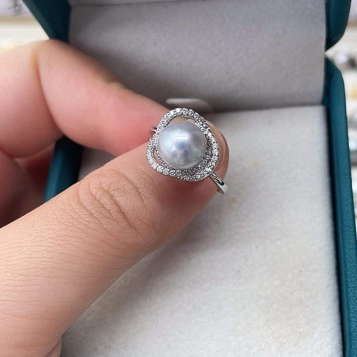海水珍珠戒指银S925镶嵌