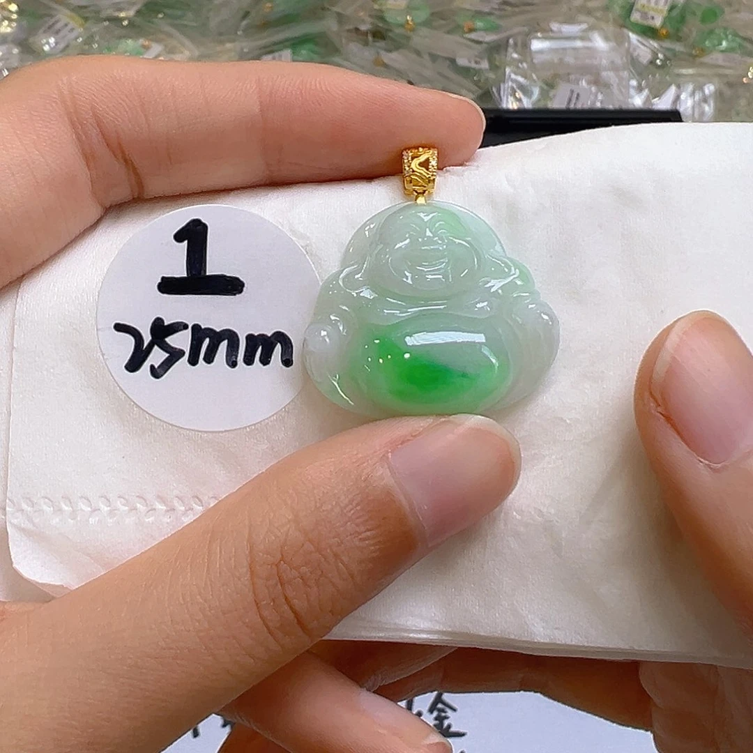 翡翠18K金镶嵌吊坠(不含链)翡翠