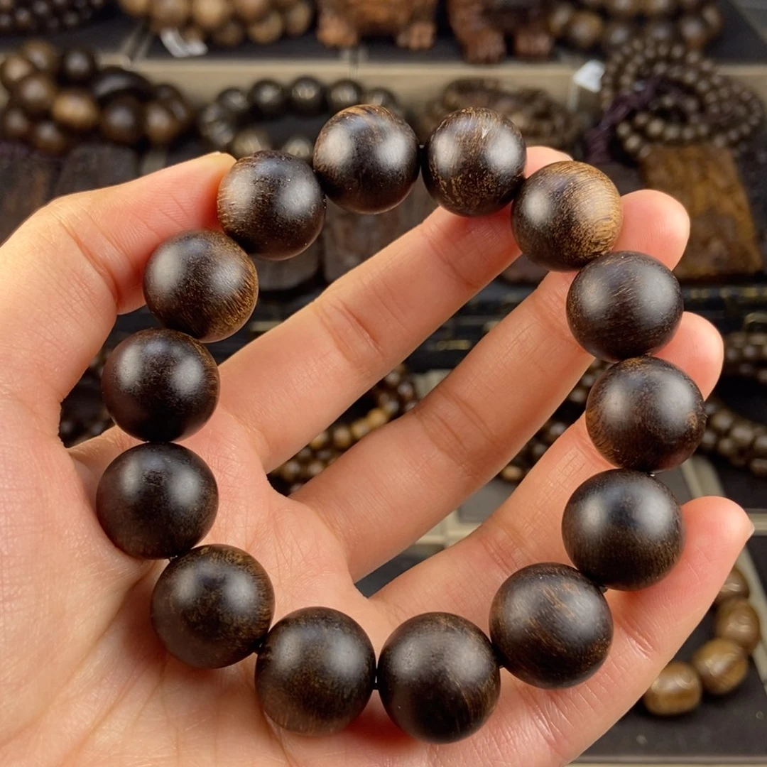 沉香手串大**业越南芽庄白棋楠玉化留疤