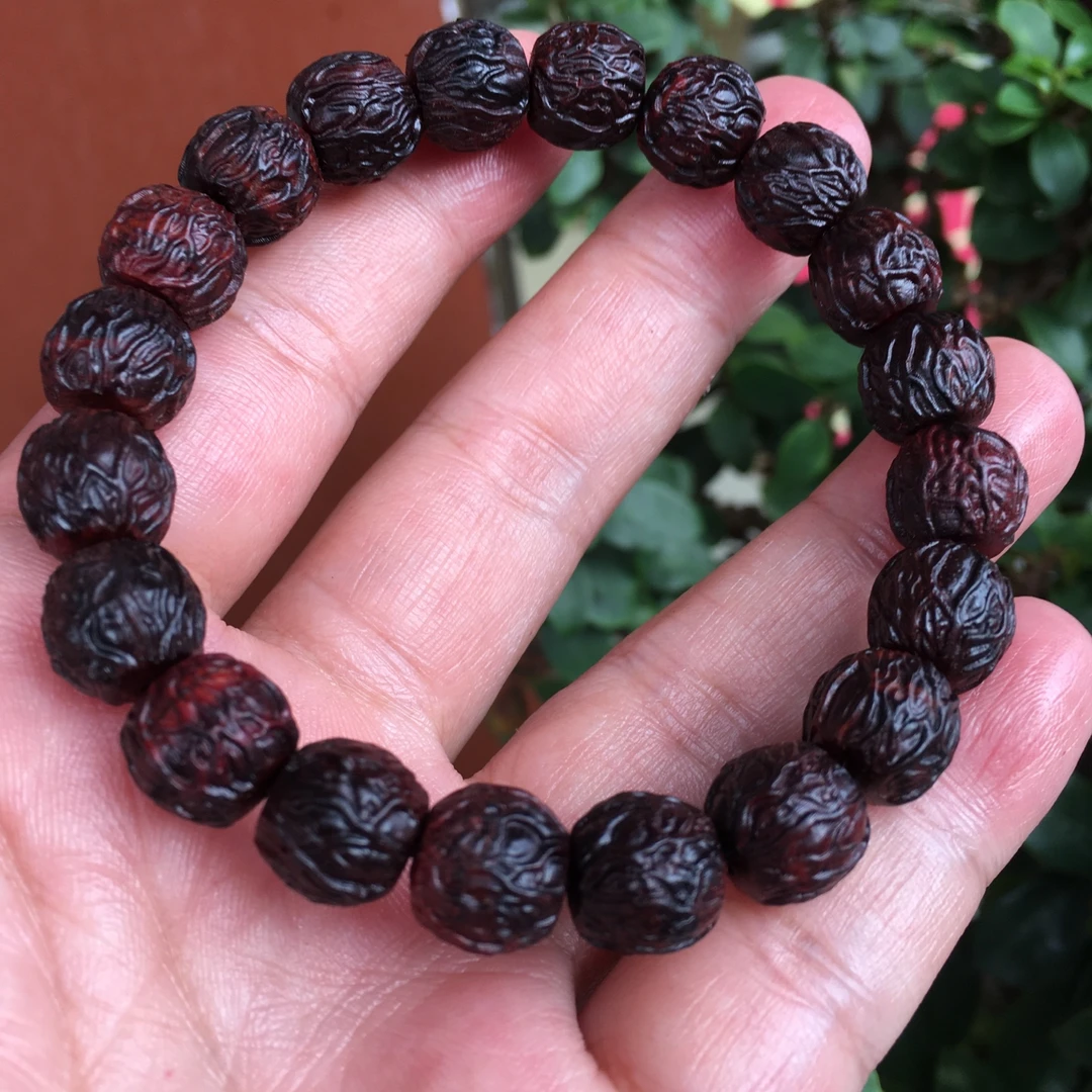 海南黄花梨油梨木雕路路通佛珠手串10/108颗单圈多圈念珠手链男女