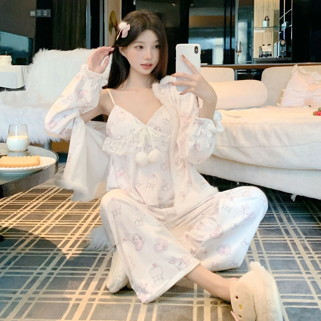 彭裳裳【素影凝光】女款套装家居服纯欲轻奢宽松气质时尚睡衣