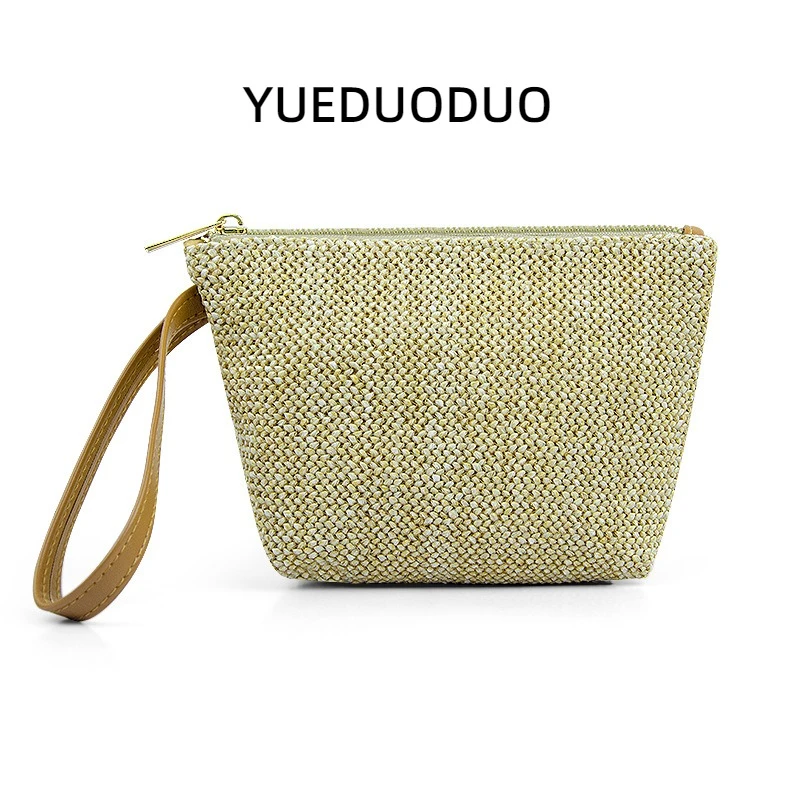【越多多专属】新款时尚草编包包带拉链休闲百搭单肩斜挎编织包