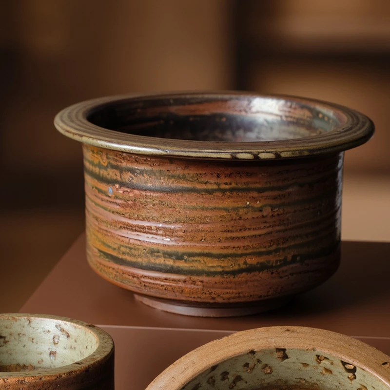 烟岚大汤碗：手作粗陶碗，手工痕迹是器物的独家故事~
