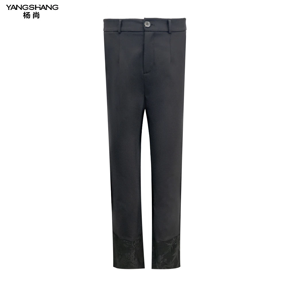 【玄绣】YANGSHANG 春夏新款中式拼接直筒裤-96A312
