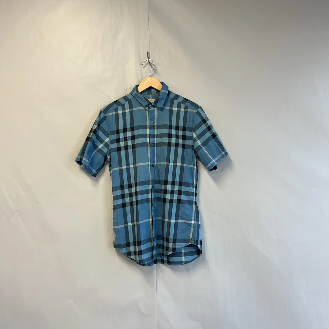 95新 BURBERRY/博柏利 经典蓝色格纹衬衫 98新 xs#4096