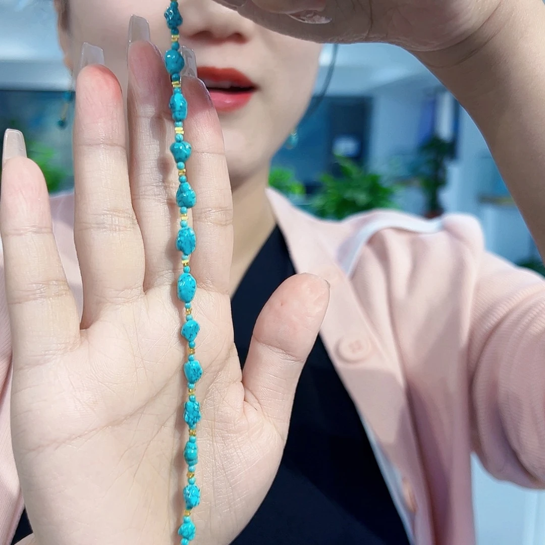 绿松石手链银S925镶嵌发货一件 020539