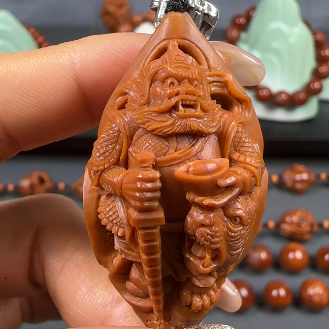 吊坠橄榄核水晶核赵公明财神