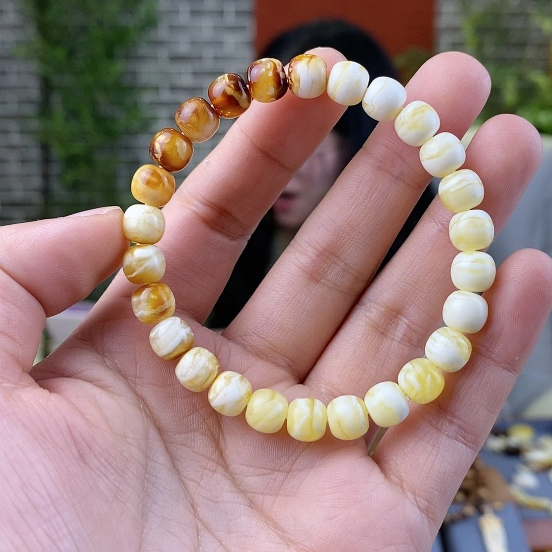 蜜蜡裸石未镶嵌蜜蜡手串7.5mm